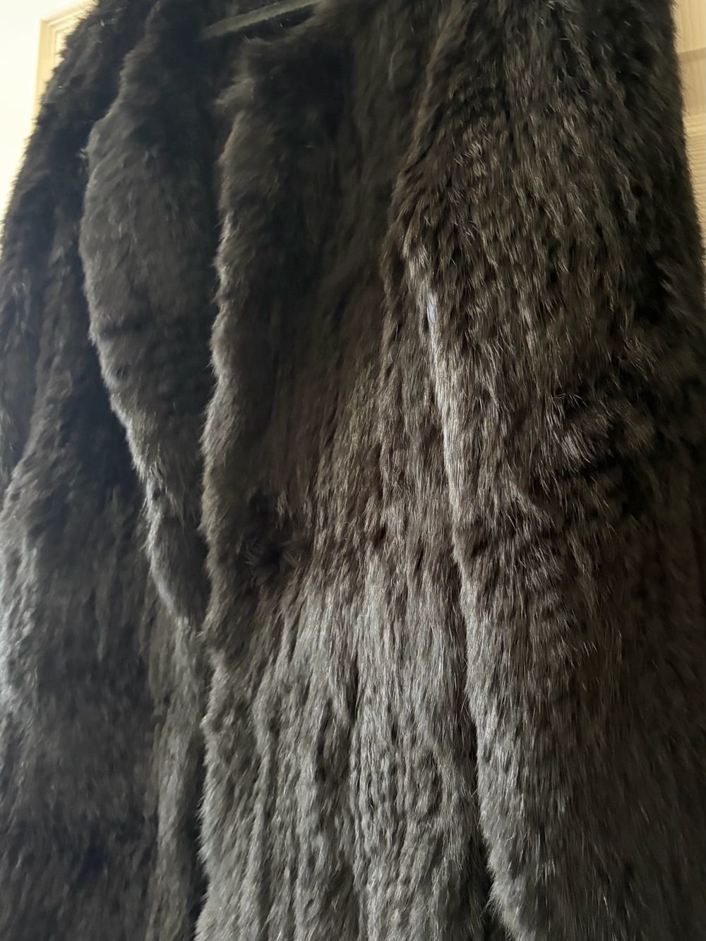 Classic Black Rabbit Fur Jacket - Women’s Plush Coat - Picture 3 of 7